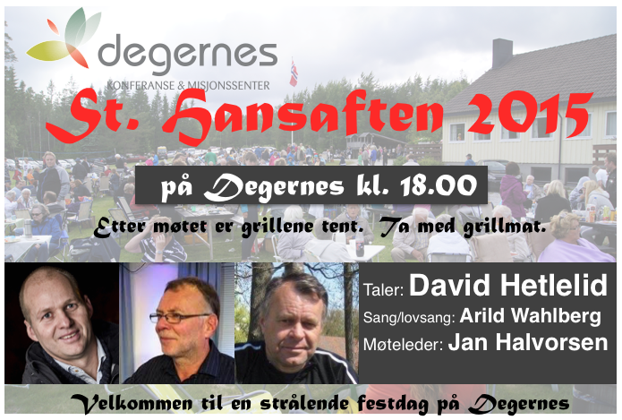 St Hans aften kl 18:00 på Degernes